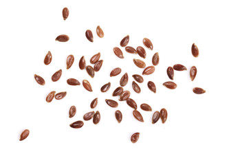 flax seeds isolated on white background. Top view