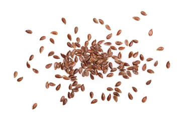 flax seeds isolated on white background. Top view