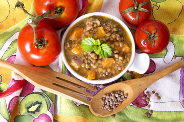 delicious lentil stew with tomato