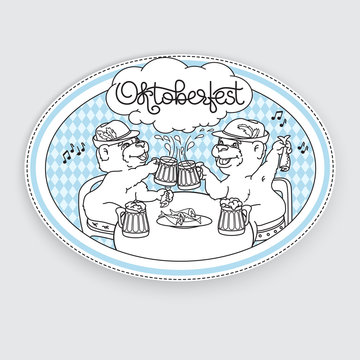 Oktoberfest card. Bears in friendly conversation over a beer.