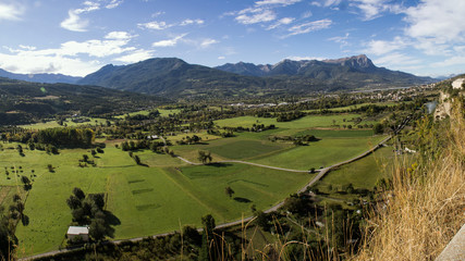 panorama of the valley of the Durance from the town of Embrun, in the Southern Alps