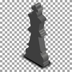 Black king chess piece isometric, vector illustration.