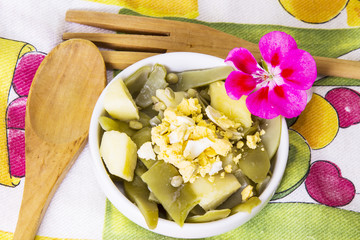 delicious dish of green beans with egg