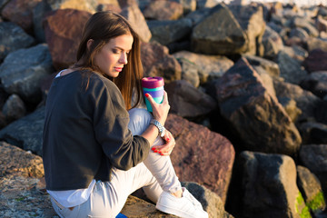 Woman drinking coffee