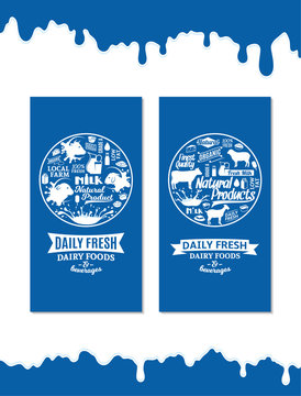 Vector dairy foods and beverages banners