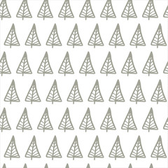Winter hand drawn seamless pattern with Christmas tree. Vector illustration