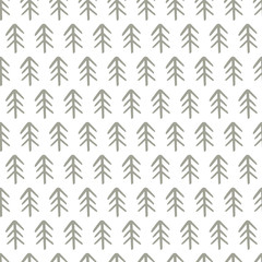 Winter hand drawn seamless pattern with Christmas tree. Vector illustration