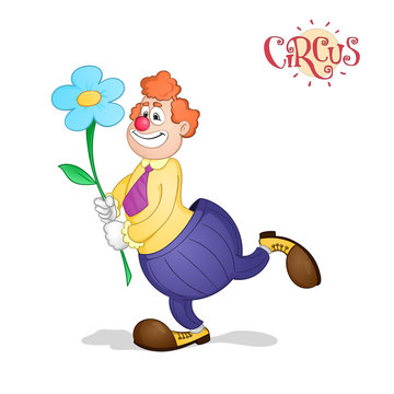 Red haired clown with flower