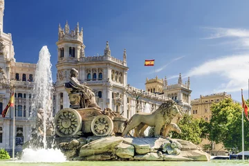 Wall murals Historic building fountain of Cibeles In Madrid, Spain