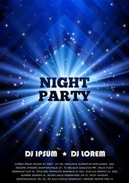 Blue party club flyer. Vector poster template