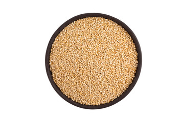 Pile of grain quinoa seeds in bowl