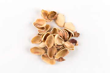 pistachio nut shell on white