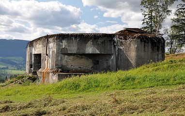 Fototapeta na wymiar old military bunker,landscape Jeseniky,Czech republic,Europe