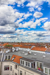 Berlin, Germany, top view. Red roofs and beautiful sky