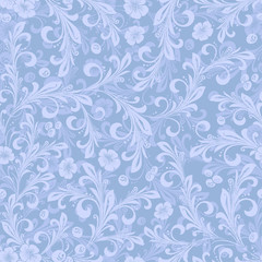 Light frost ornate oriental floral seamless pattern vector. Russian traditional decoration design.