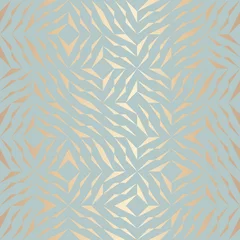 Deurstickers Goud geometrisch abstract Naadloze vector geometrische gouden element patroon. Abstracte achtergrond koper textuur op blauw groen. Eenvoudige minimalistische grafische print. Modern turquoise trellis-raster. Trendy hipster heilige geometrie