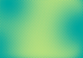 Bright green and turquoise pop art retro background with halftone in comic style, vector illustration eps10