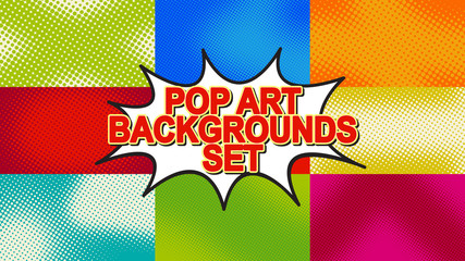 Pop art background set with halftone dots, vector retro comic dotted backgrounds design HD © stock_santa