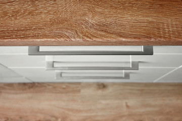 Top view of white kitchen cupboard