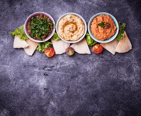 Selection of Middle Eastern or Arabic appetizers