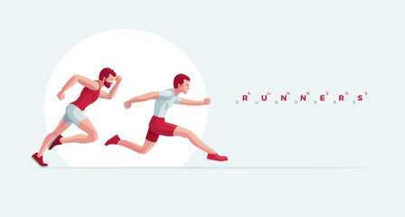 Obraz premium Running people vector illustration