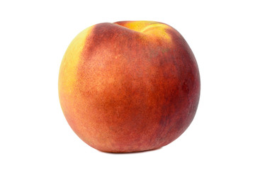 Ripe peach on white background