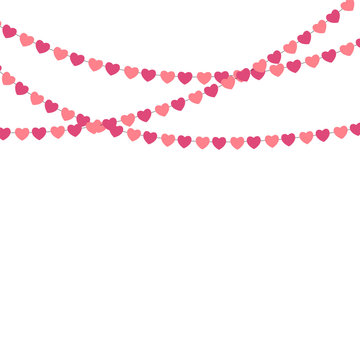 Party Background with Heart Shape Confetti Vector Illustration