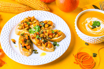 Frische Hokkaido Kürbis Suppe 