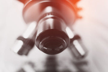 Optical microscope - science and laboratory equipment. Microscope is used for conducting planned, research experiments, educational demonstrations in medical and health institutions, lab.