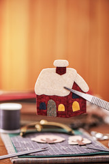 House is applique detail and applique tools for fabric