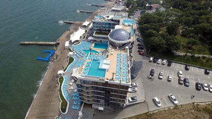 aerial view of Odessa, Langeron cape, Black sea beach 
