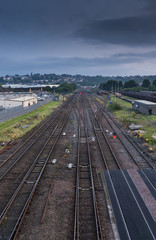 Fototapeta premium Rail station, South Wales, Newport, United Kingdom, dusk 
