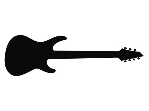 Vector Shape Of A 7 String Baritone Guitar Black On White