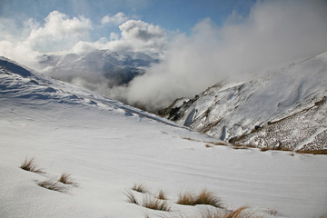 Off-piste view from Coronet Peak, Queenstown, New Zealand