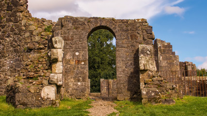 The ruins of Mugdock Castle in Mugdock Country Park near Glasgow in Scotland, UK.