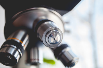 Optical microscope - science and laboratory equipment. Microscope is used for conducting planned, research experiments, educational demonstrations in medical and health institutions, lab.