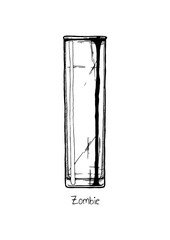 illustration of tumbler glass. Zombie