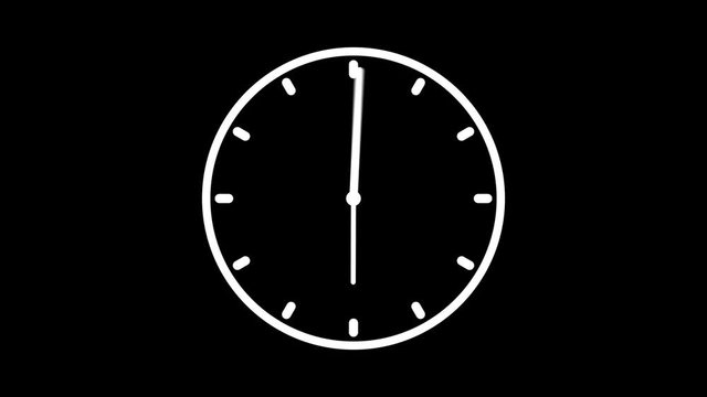 day cycle on clock animation 10 seconds long black