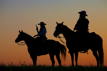 Cowgirl and Cowboy Silhouette
