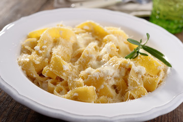Fettuccine Alfredo with Parmesan cheese