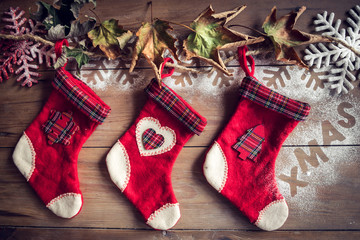 Christmas socks on the wall