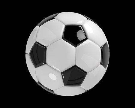 Realistic soccer ball or football ball on black background. 3d Style vector Ball.