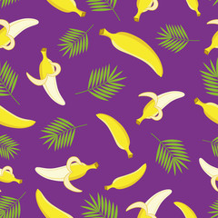 Seamless banana pattern. Vector.