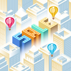 Sale concept. Cityscape.