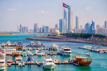 Fotobehang Luchtfoto van Abu Dhabi Marina © ali