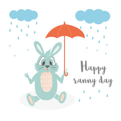 Cute little bunny with umrella.