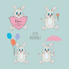Collection of cute little bunnies