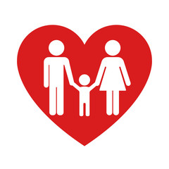 Family in heart. Stickman. Vector.