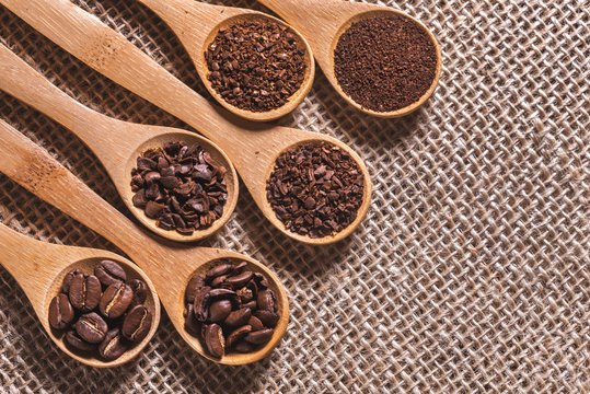 Grinding Roasted Coffee Beans.