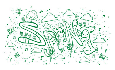 Hand drawing spring text